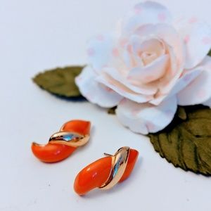 Vintage Gold & Orange Earrings